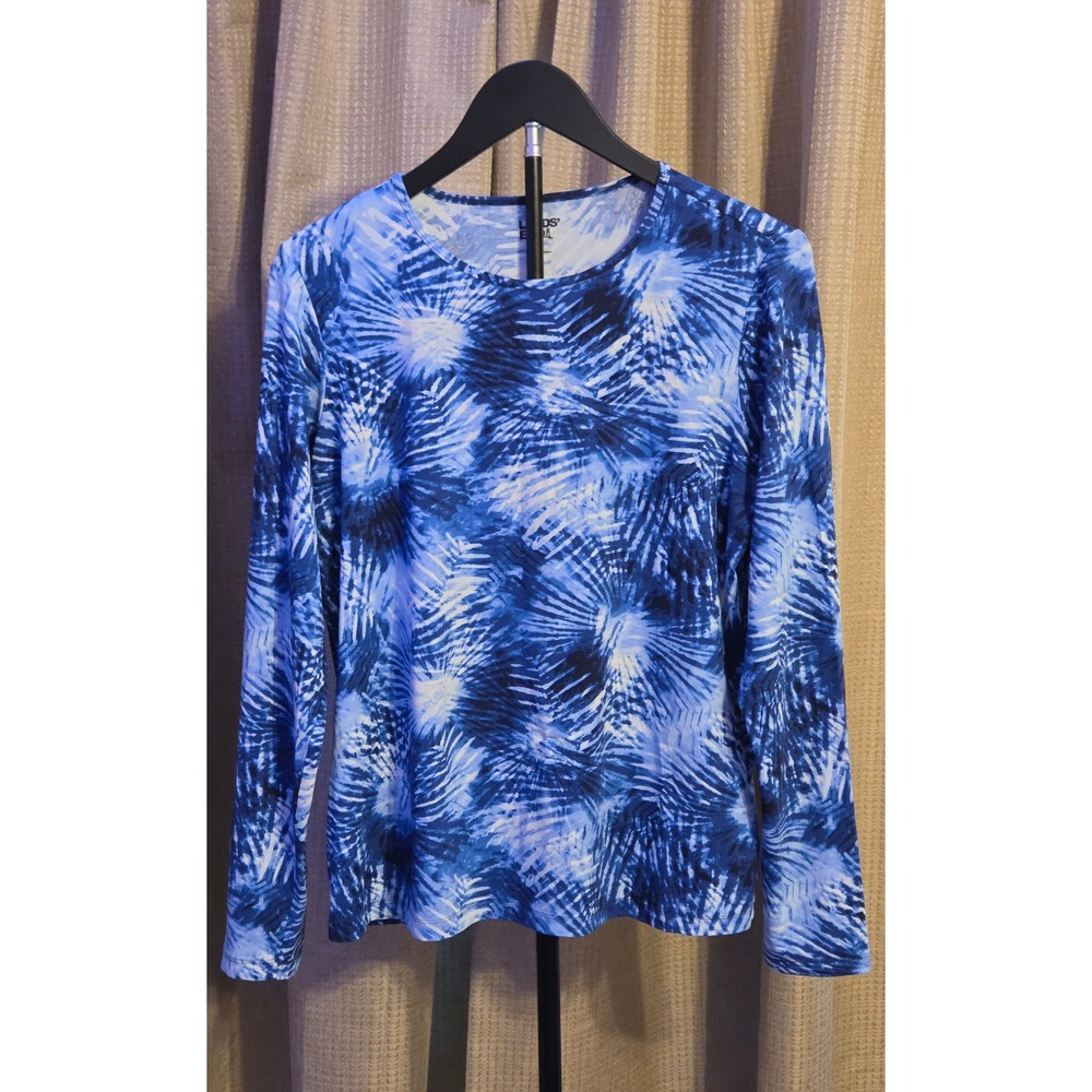 Lands End Rash Guard Tie-Dye Swim Shirt Women's Size Medium (10-12) Blue